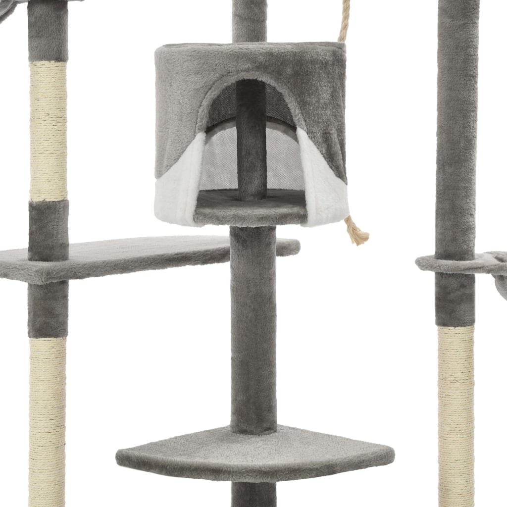 vidaXL Arbre à chat avec griffoirs en sisal 203 cm Gris et Blanc
