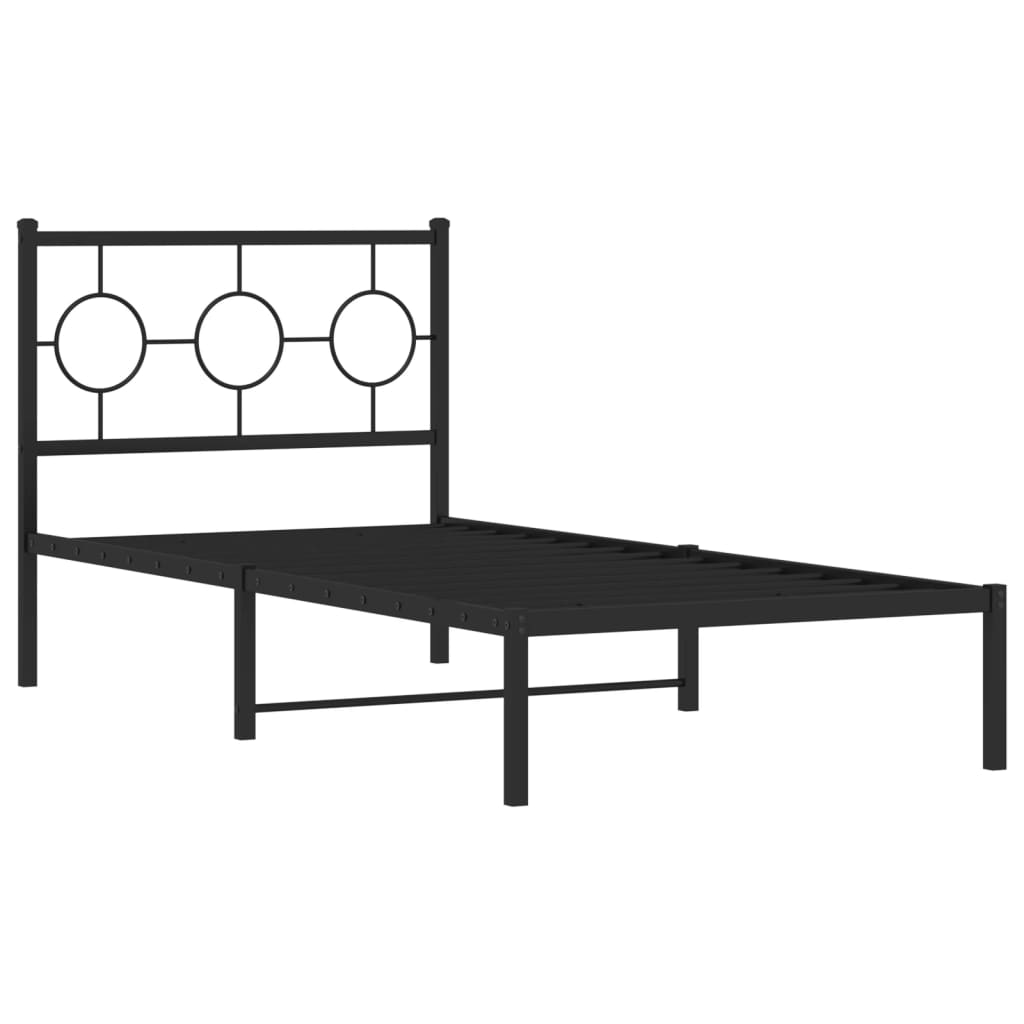 vidaXL Cadre de lit métal sans matelas avec tête de lit noir 90x190 cm