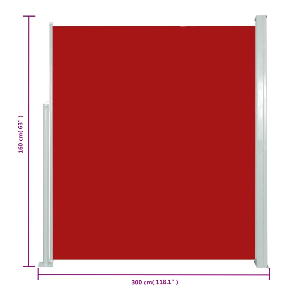 vidaXL Auvent latéral rétractable de patio 160x300 cm Rouge