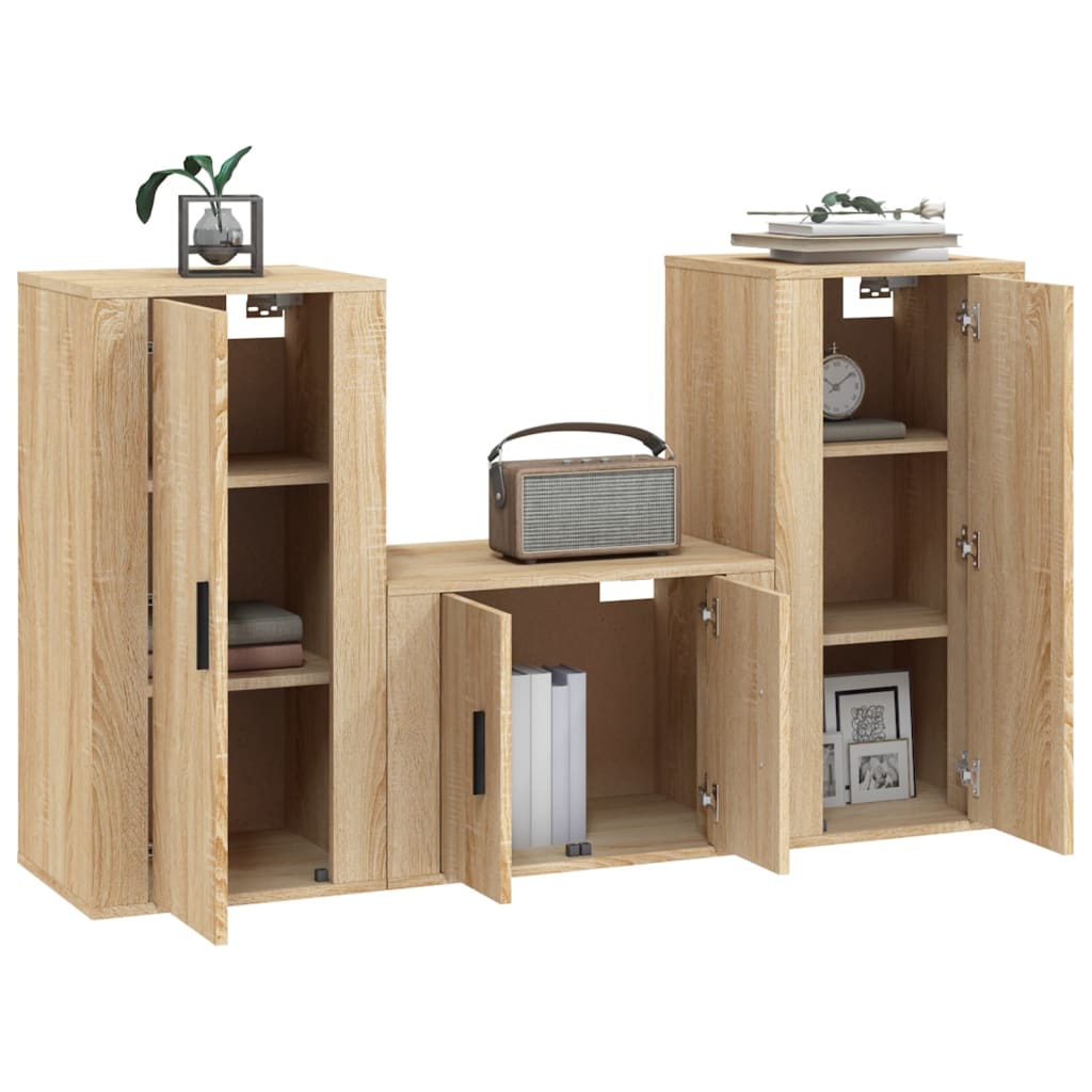 vidaXL Ensemble de meubles TV 3 pcs Chêne sonoma Bois d'ingénierie