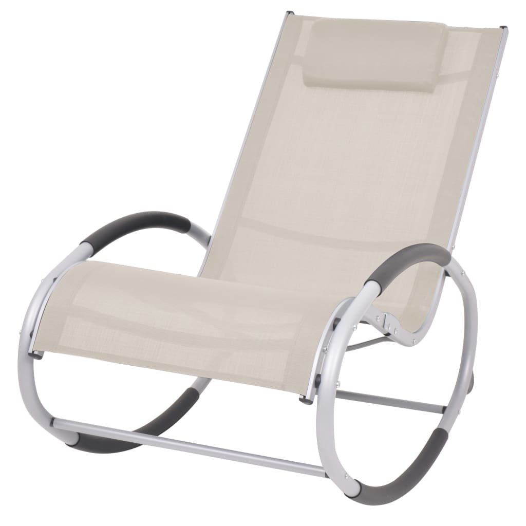 vidaXL Chaise à bascule d'extérieur Crème Textilène