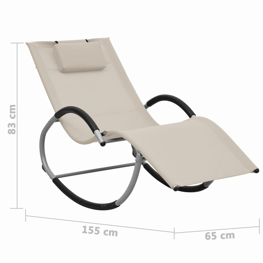 vidaXL Chaise longue avec oreiller Crème Textilène