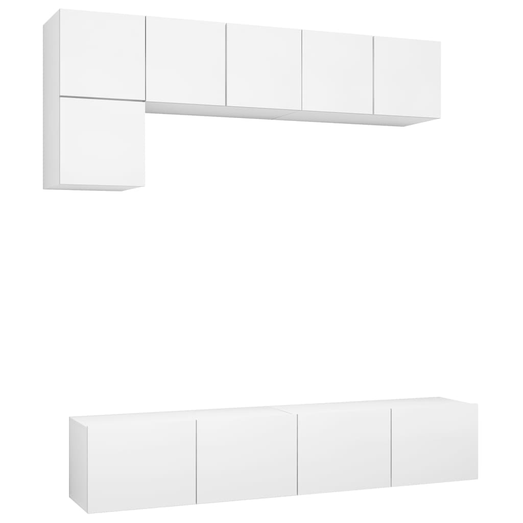 vidaXL Ensemble de meuble TV 5 pcs Blanc Bois d'ingénierie