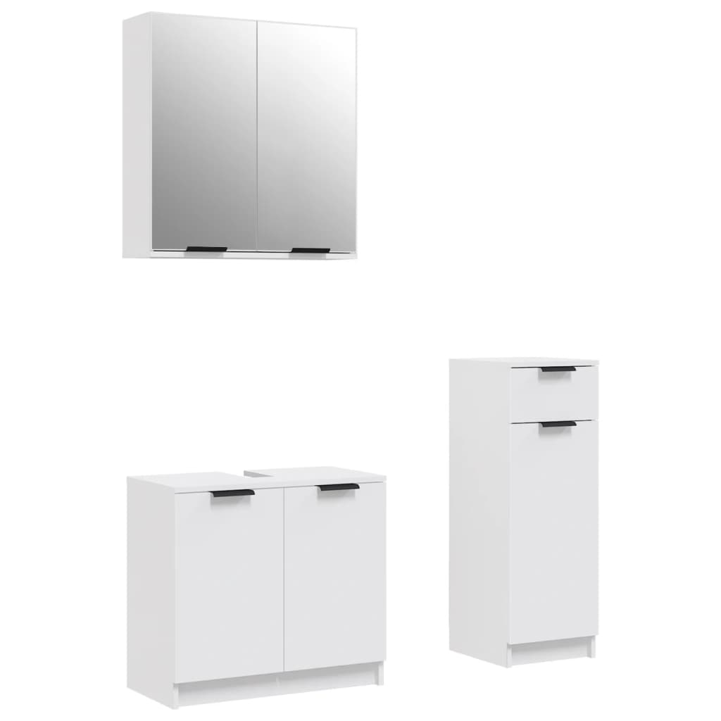 vidaXL Ensemble d'armoires salle de bain 3 pcs blanc bois d'ingénierie