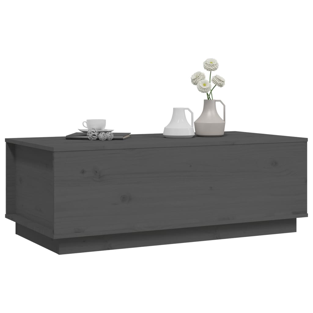 vidaXL Table basse Gris 100x50x35 cm Bois massif de pin