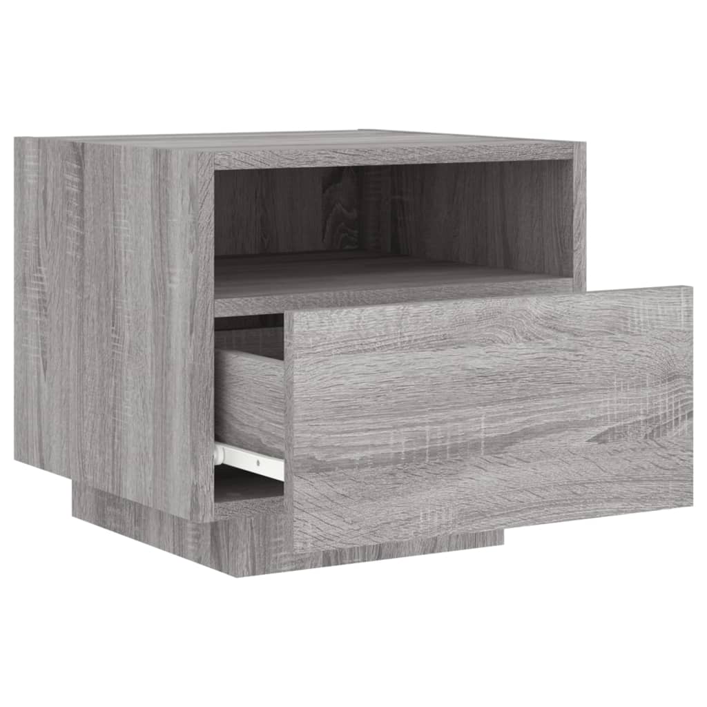 vidaXL Table de chevet avec lumières LED sonoma gris 40x39x37 cm