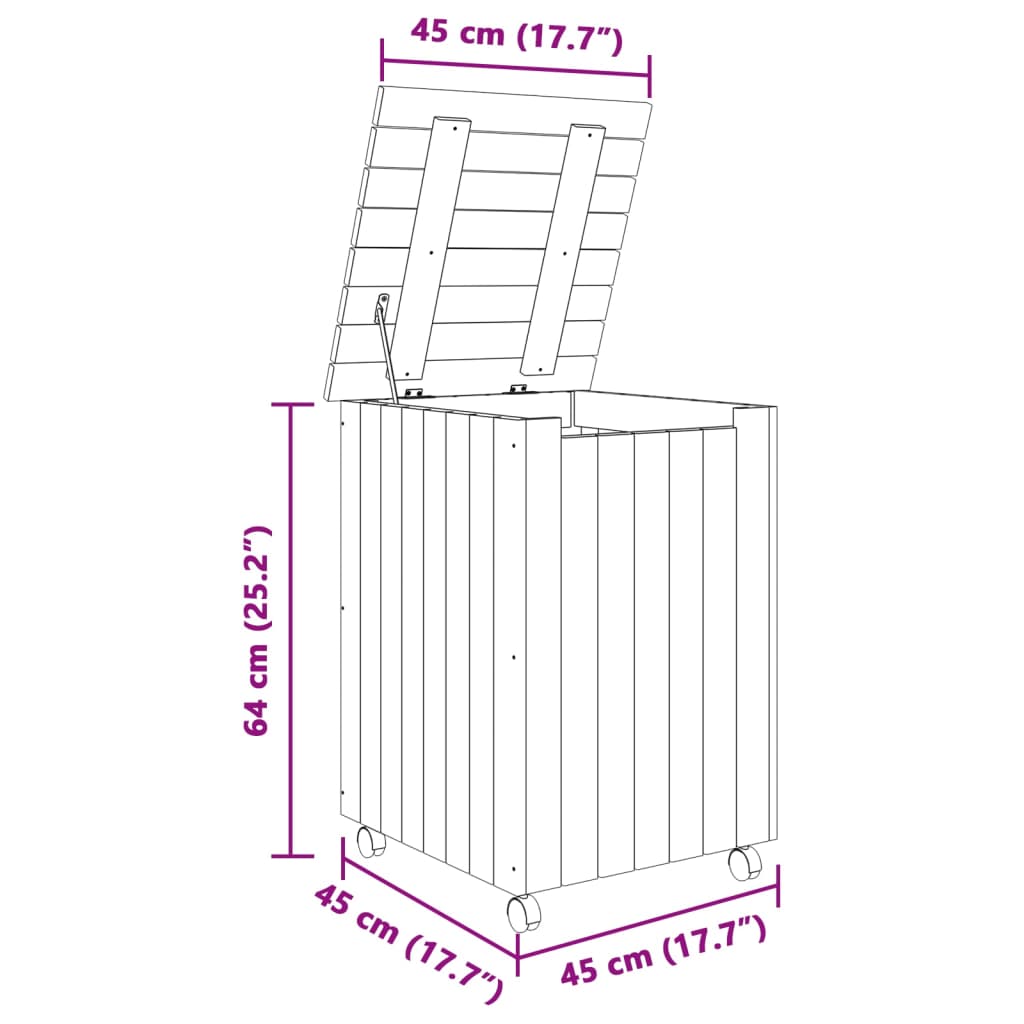 vidaXL Panier à linge et roulettes RANA 45x45x64 cm bois massif de pin