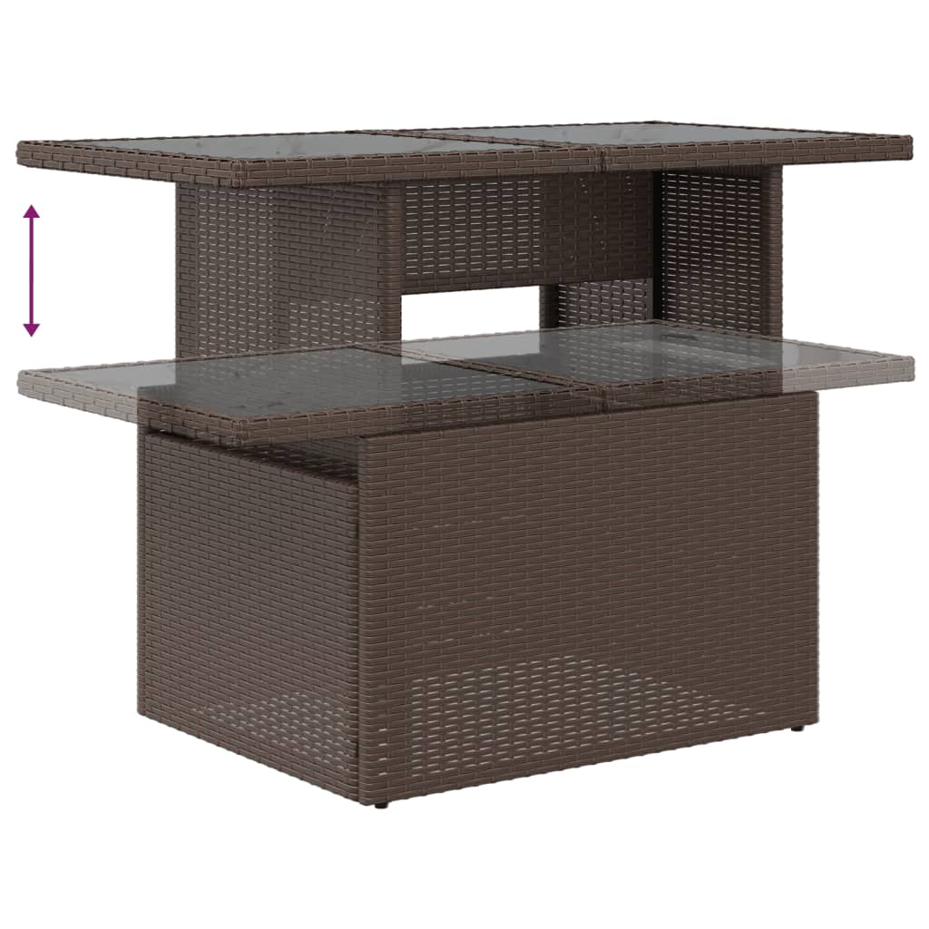 vidaXL Table de jardin dessus en verre marron 100x55x73 cm poly rotin