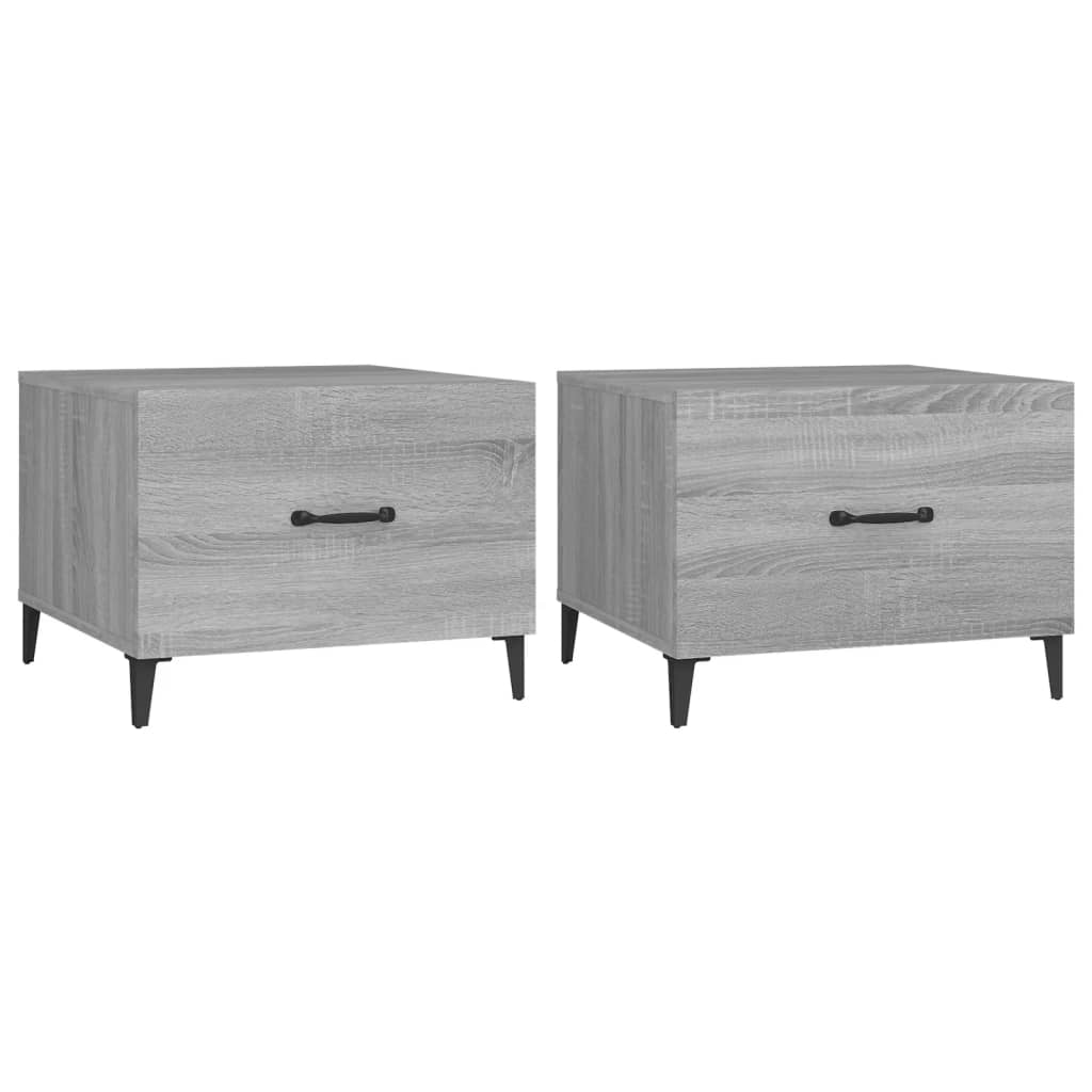 vidaXL Tables basses avec pieds en métal 2 pcs Sonoma gris 50x50x40 cm