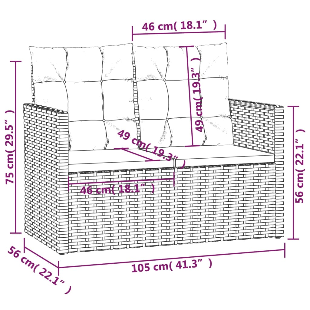 vidaXL Mobilier d'extérieur 4 pcs avec coussins Résine tressée Noir