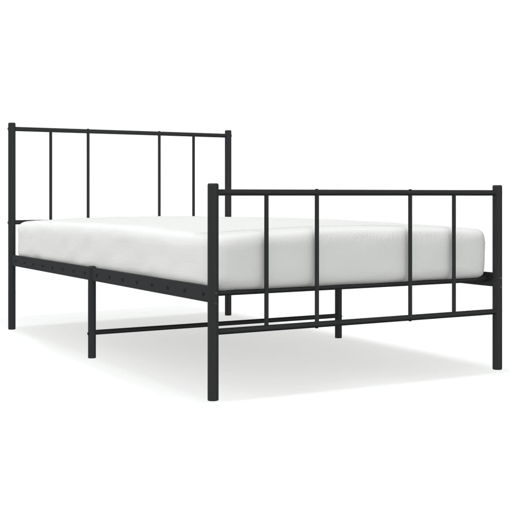 vidaXL Cadre de lit métal sans matelas avec pied de lit noir 90x190 cm