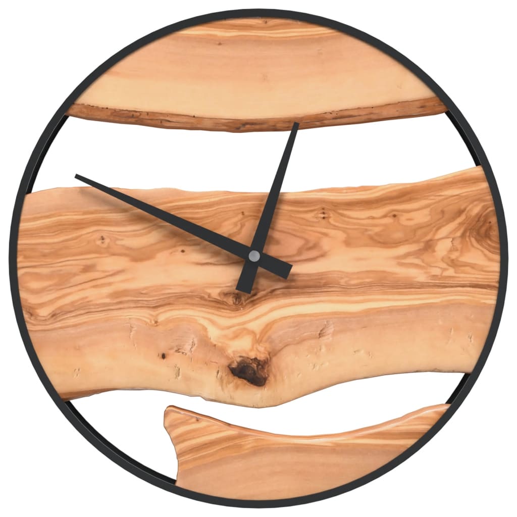 vidaXL Horloge murale marron Ø35 cm fer et bois d'olivier