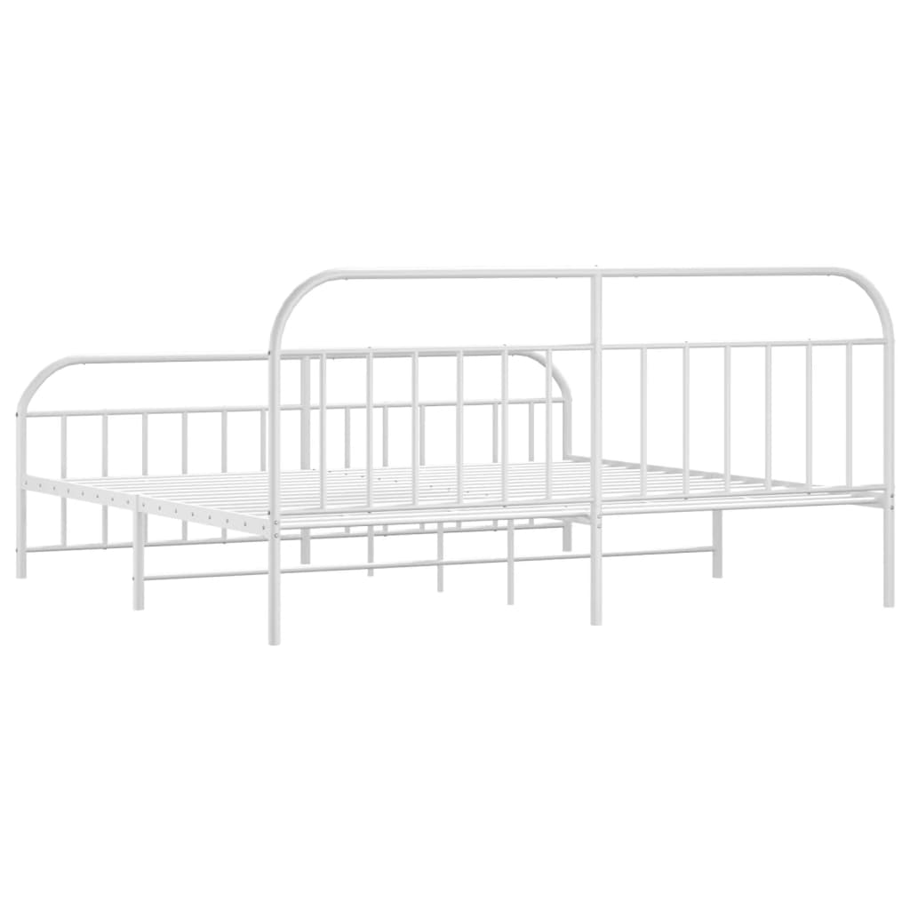 vidaXL Cadre de lit métal sans matelas et pied de lit blanc 193x203 cm