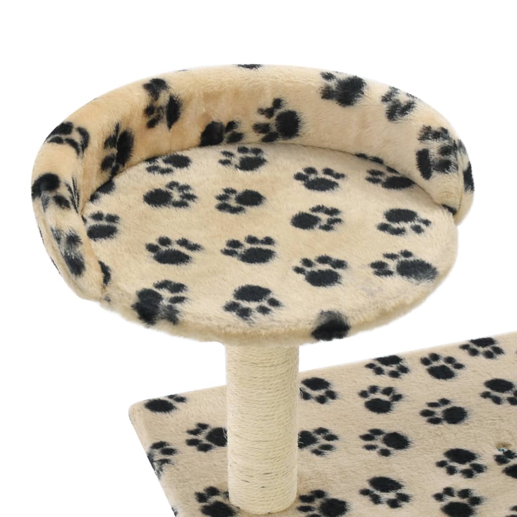 vidaXL Arbre à chat avec griffoir en sisal 95 cm Beige Motif de pattes