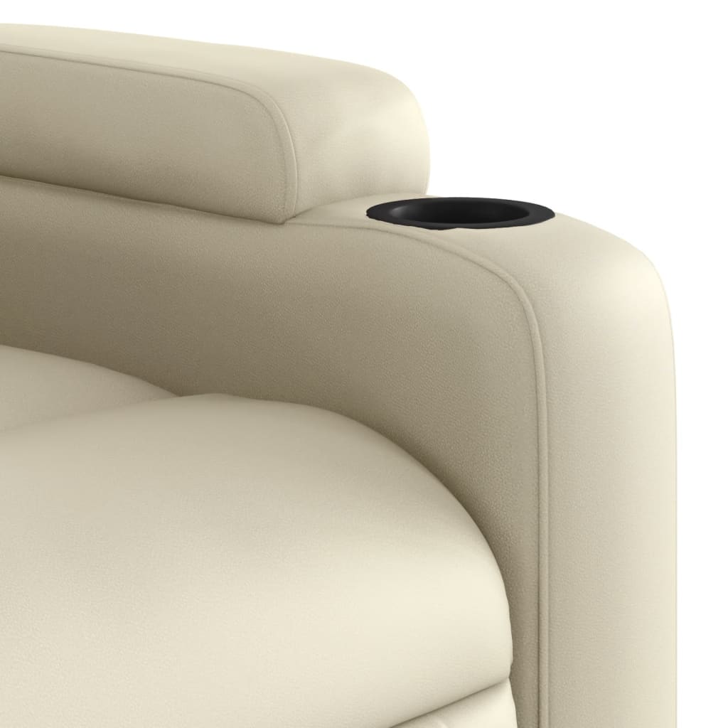 vidaXL Fauteuil inclinable de massage électrique crème similicuir