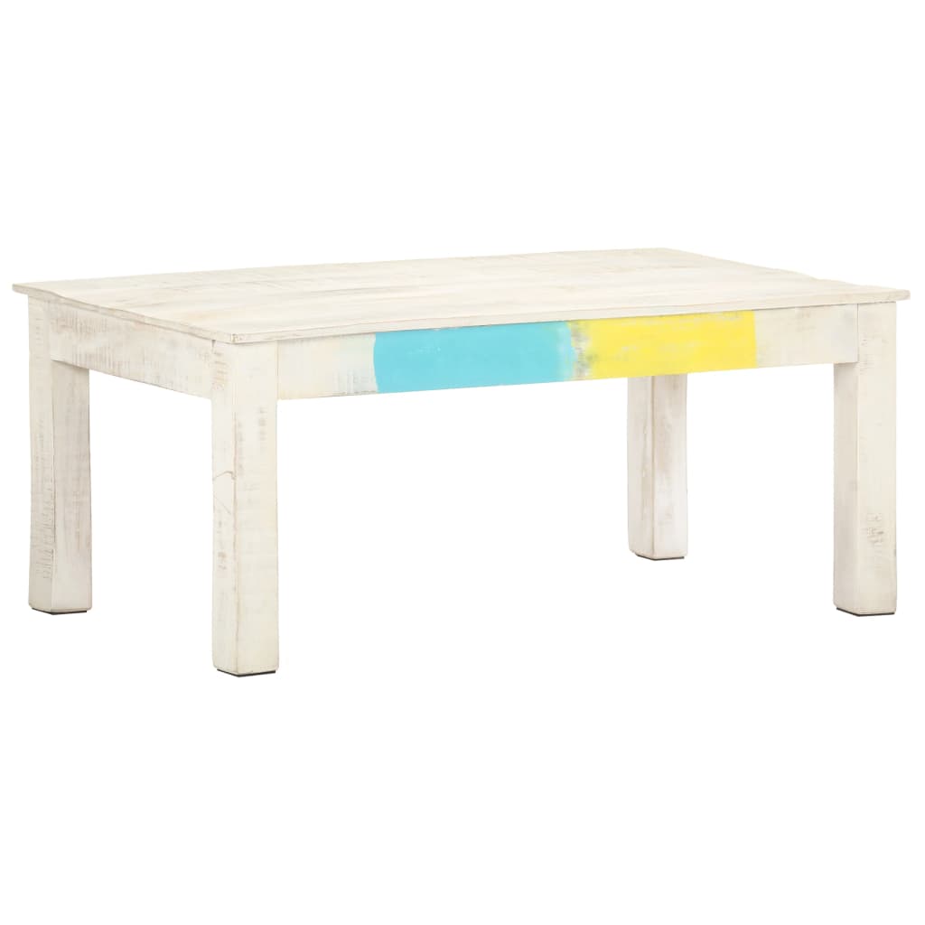 vidaXL Table basse Blanc 110x60x45 cm Bois de manguier massif