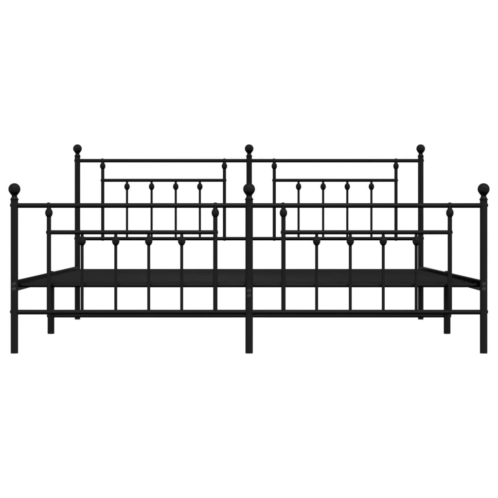 vidaXL Cadre de lit métal sans matelas avec pied de lit noir 200x200cm