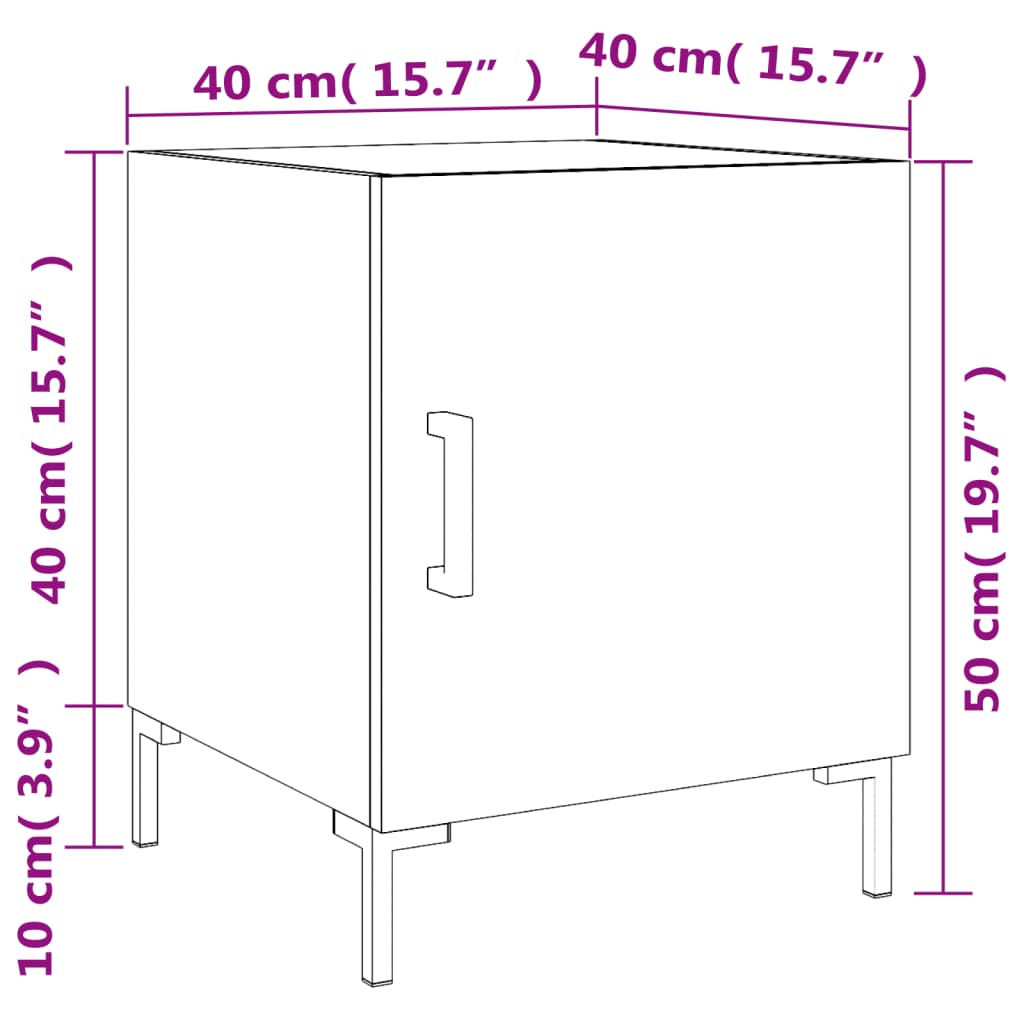 vidaXL Tables de chevet 2pcs chêne marron 40x40x50cm bois d'ingénierie