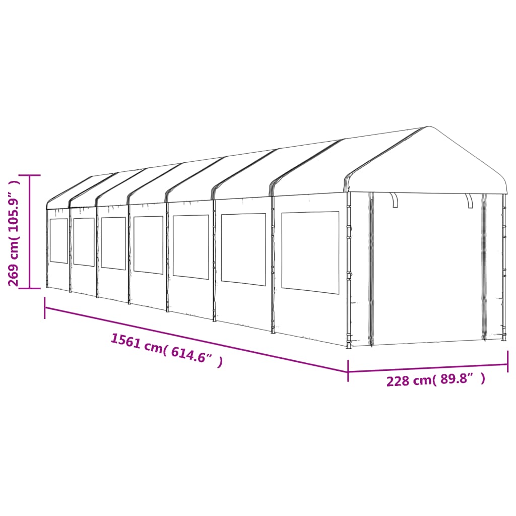 vidaXL Belvédère avec toit blanc 15,61x2,28x2,69 m polyéthylène