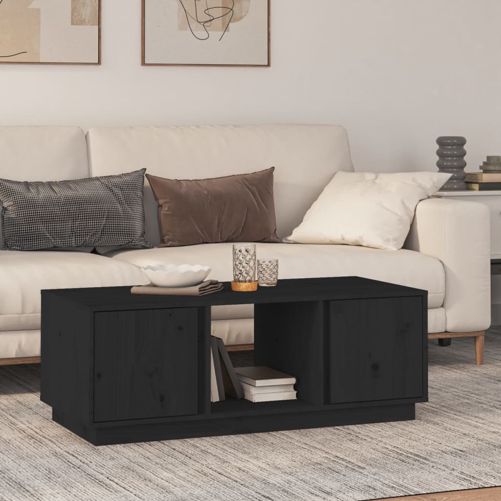 vidaXL Table basse Noir 110x50x40 cm Bois massif de pin