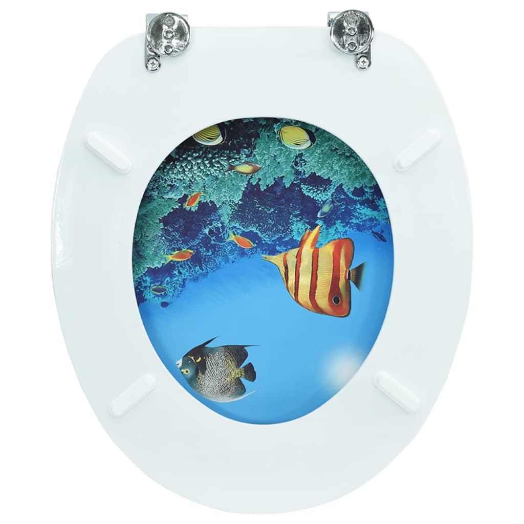 vidaXL Siège de toilette avec couvercle MDF Design de fond marin