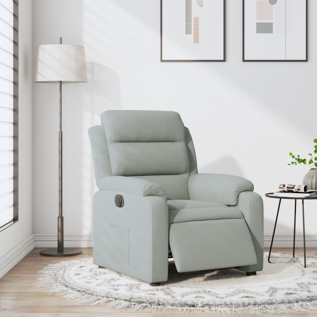 vidaXL Fauteuil inclinable électrique gris clair velours