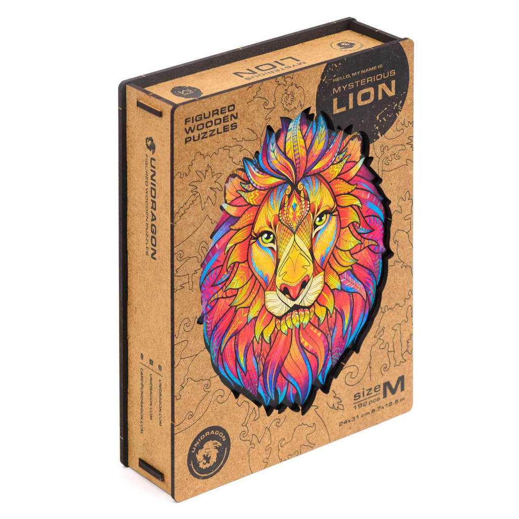 UNIDRAGON Puzzle en bois 192 pcs Mysterious Lion Moyen 24x31 cm