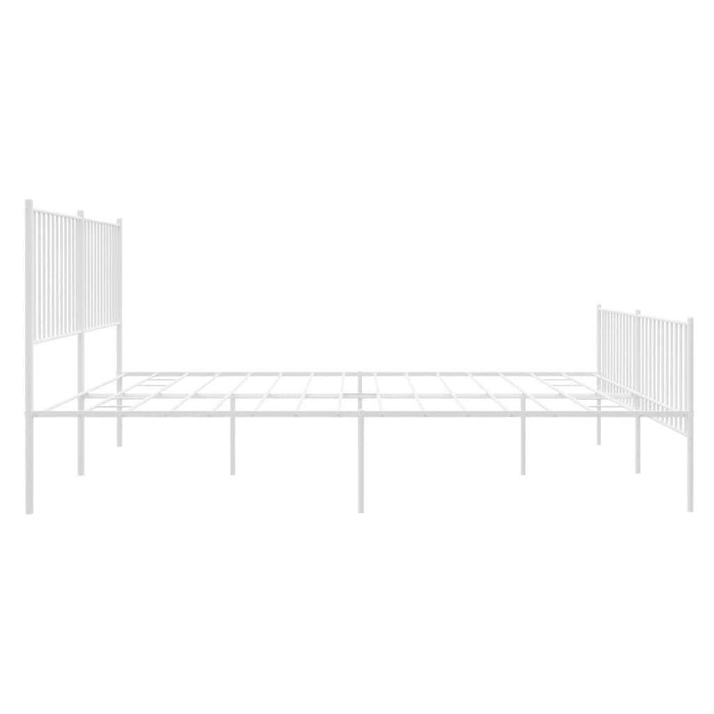 vidaXL Cadre de lit métal sans matelas et pied de lit blanc 180x200 cm