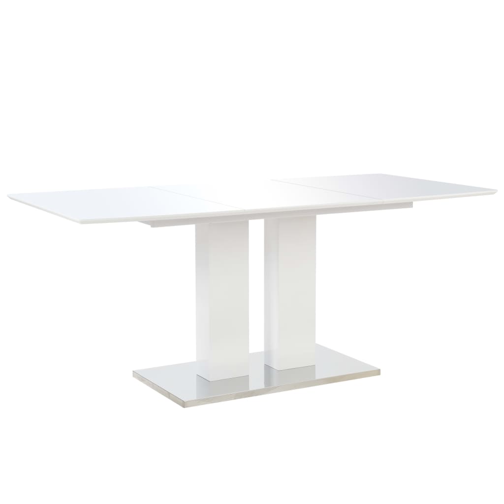 vidaXL Table de salle à manger Blanc brillant 180x90x76 cm MDF