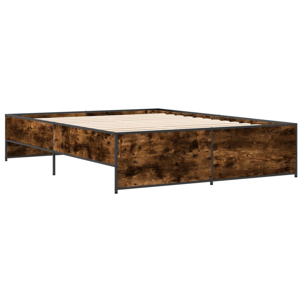 vidaXL Cadre de lit sans matelas chêne fumé 150x200 cm