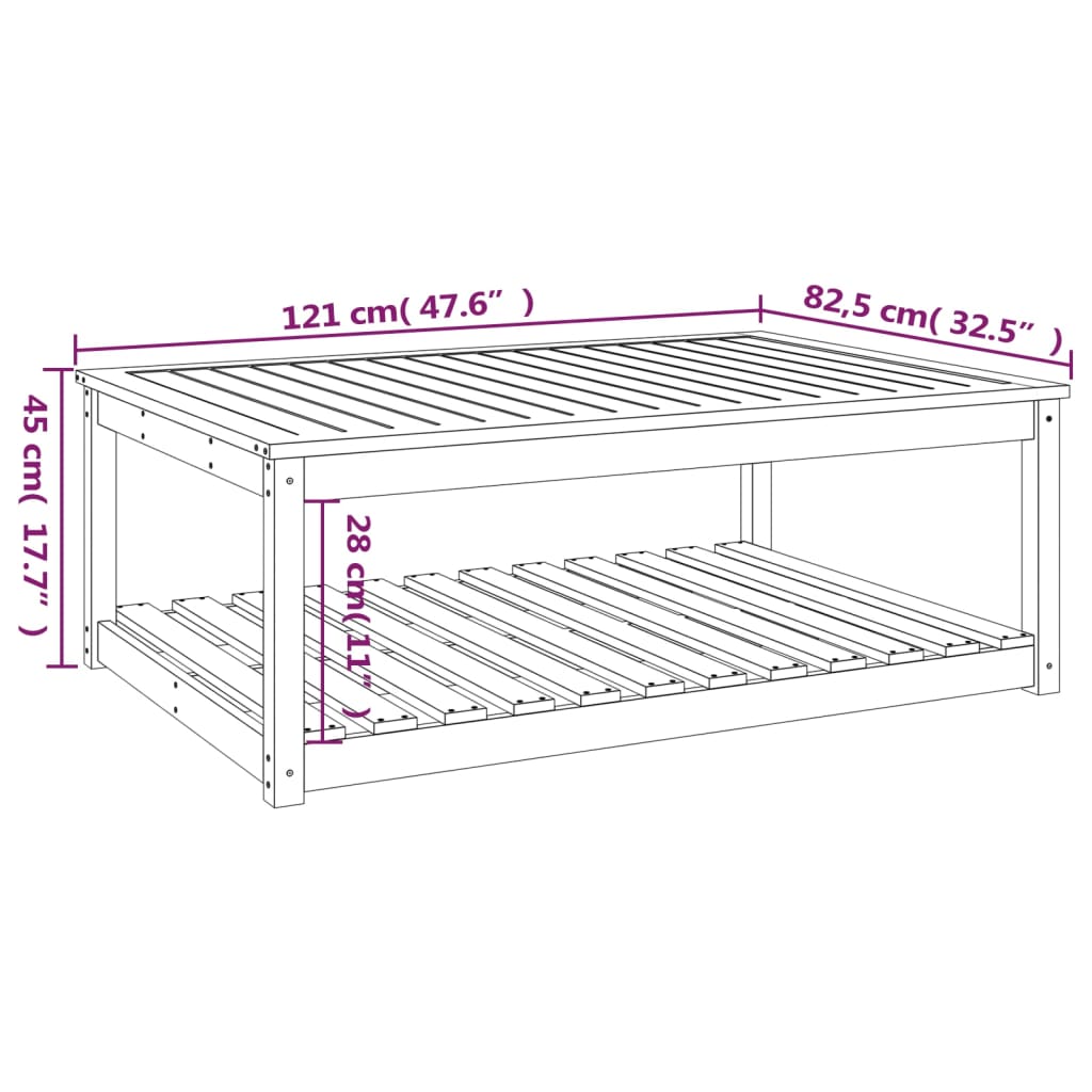 vidaXL Table de jardin noir 121x82,5x45 cm bois massif de pin