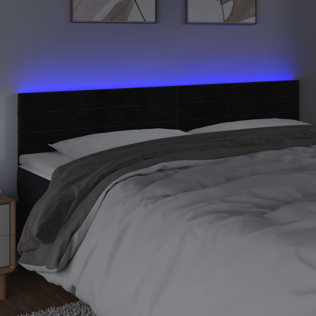 vidaXL Tête de lit à LED Noir 160x5x78/88 cm Velours