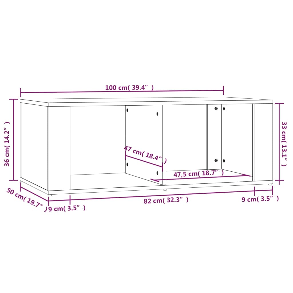 vidaXL Table basse Chêne marron 100x50x36 cm Bois d'ingénierie