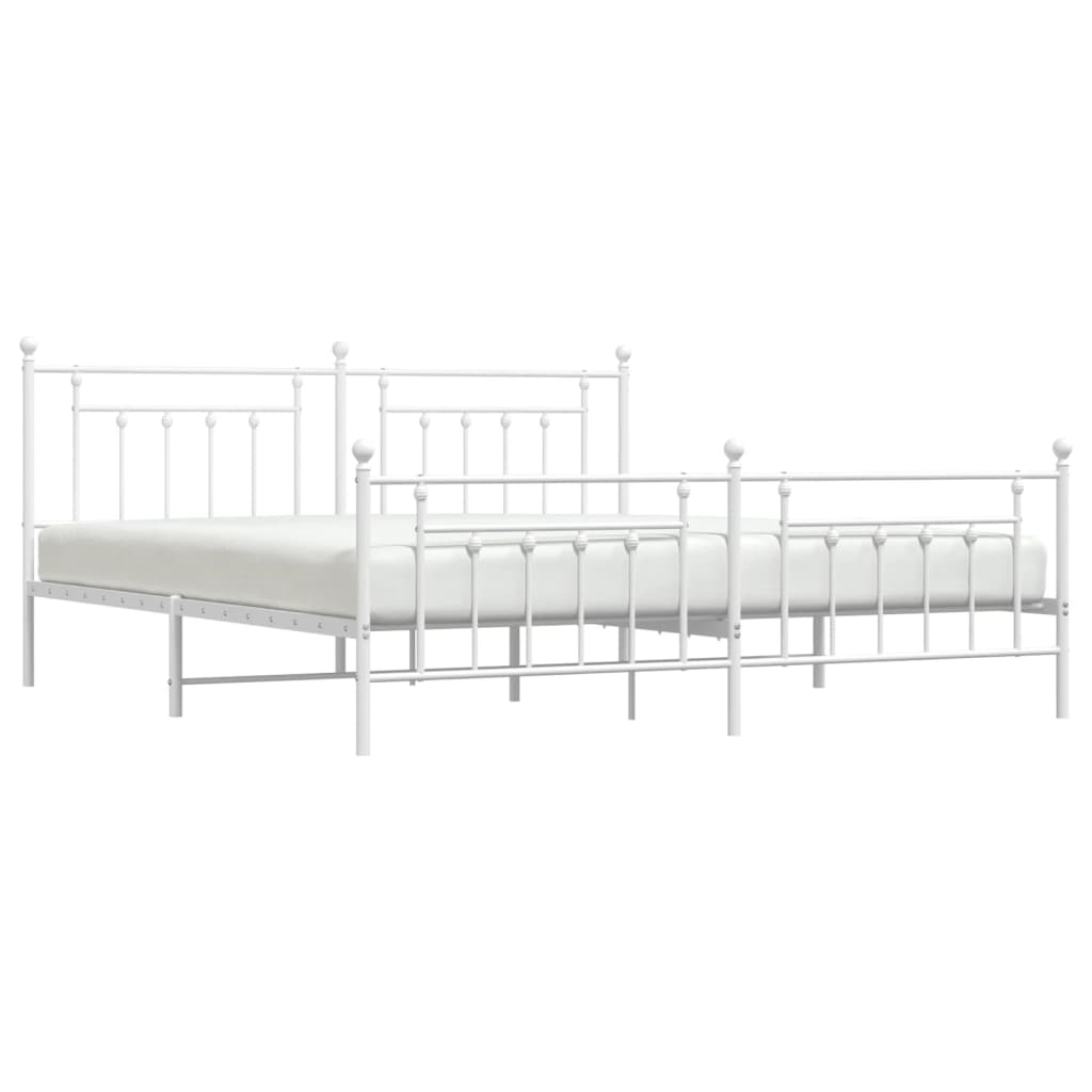 vidaXL Cadre de lit métal sans matelas et pied de lit blanc 193x203 cm