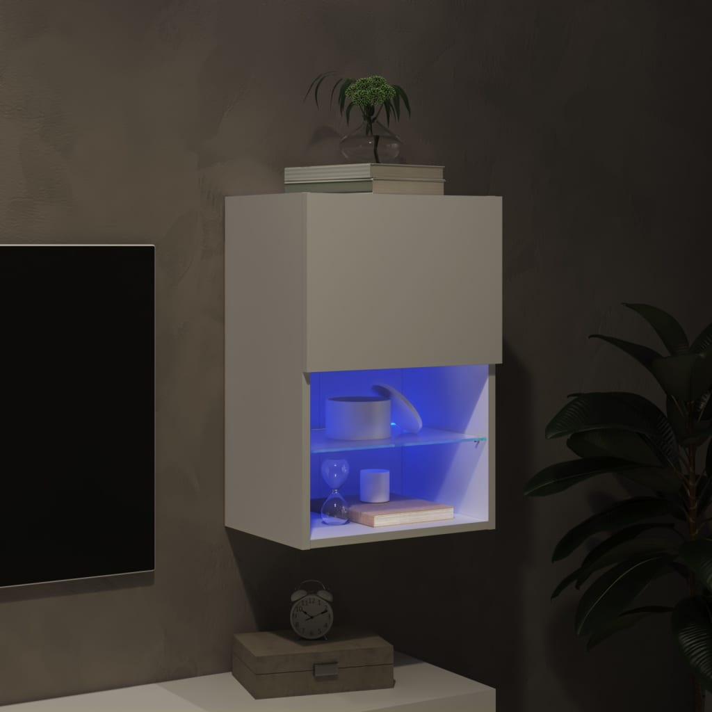 vidaXL Meuble TV avec lumières LED blanc 40,5x30x60 cm