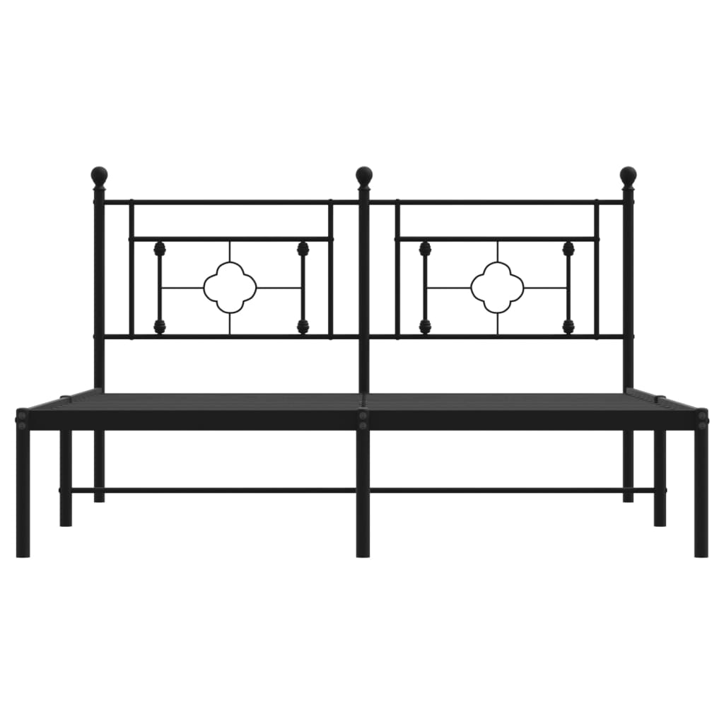 vidaXL Cadre de lit métal sans matelas avec tête de lit noir 150x200cm