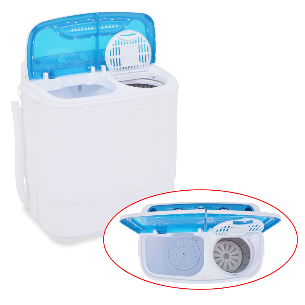 Mini lave-linge à tambour unique avec essorage en plastique bleu et blanc  Vida XL - Habitium®