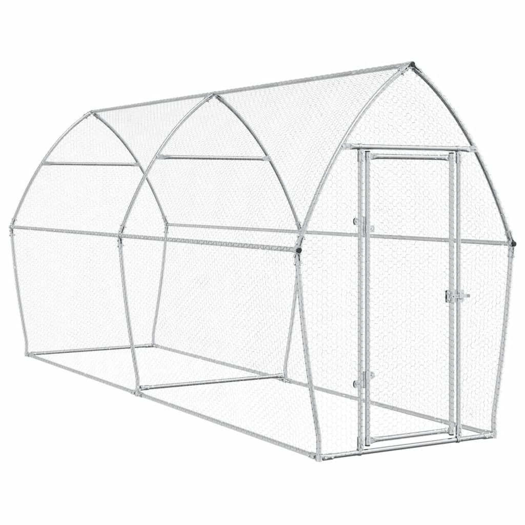 vidaXL Cage pour poules argenté 400x105x182 cm acier galvanisé