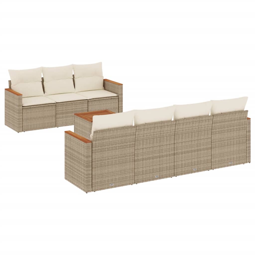 vidaXL Salon de jardin avec coussins 8 pcs beige résine tressée