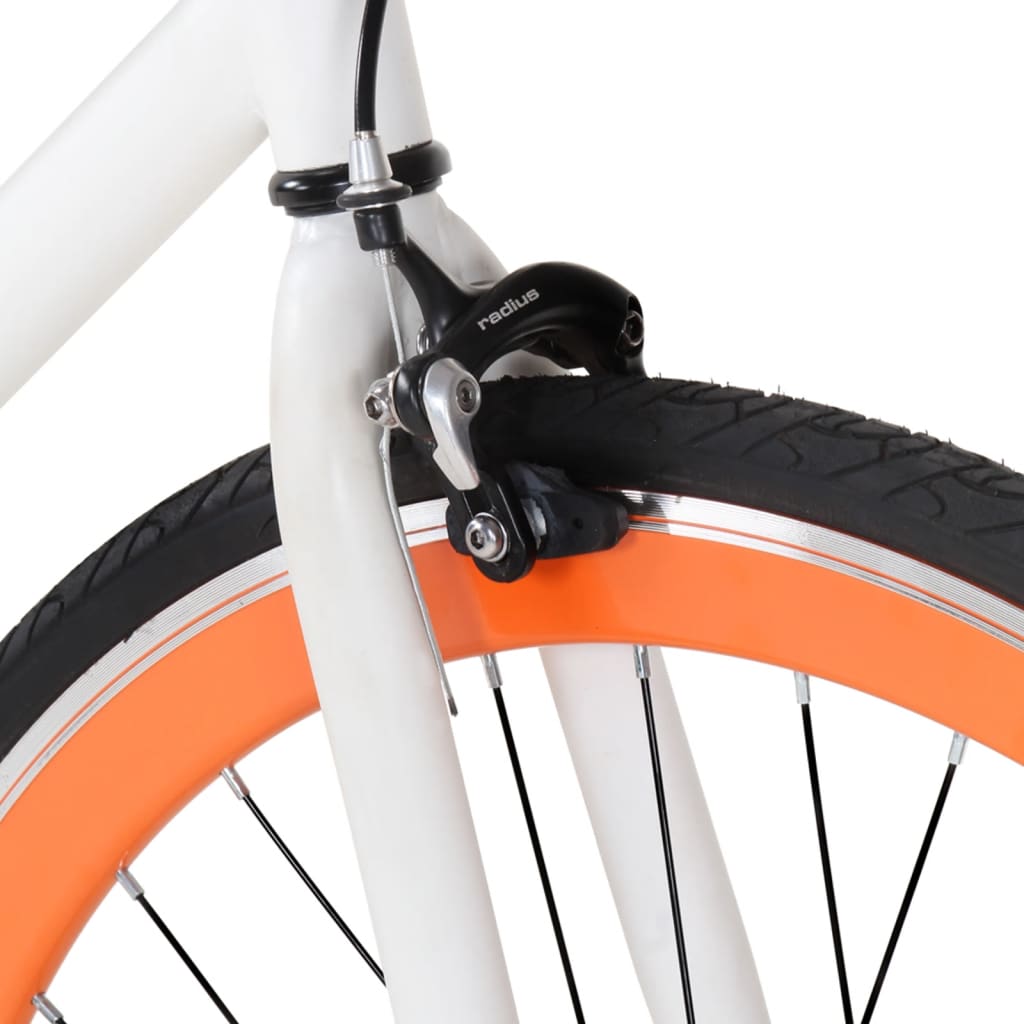 vidaXL Vélo à pignon fixe blanc et orange 700c 59 cm