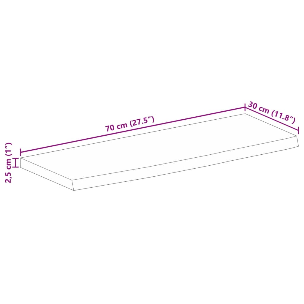 vidaXL Dessus de table à bord vivant 70x30x2,5 cm bois massif manguier