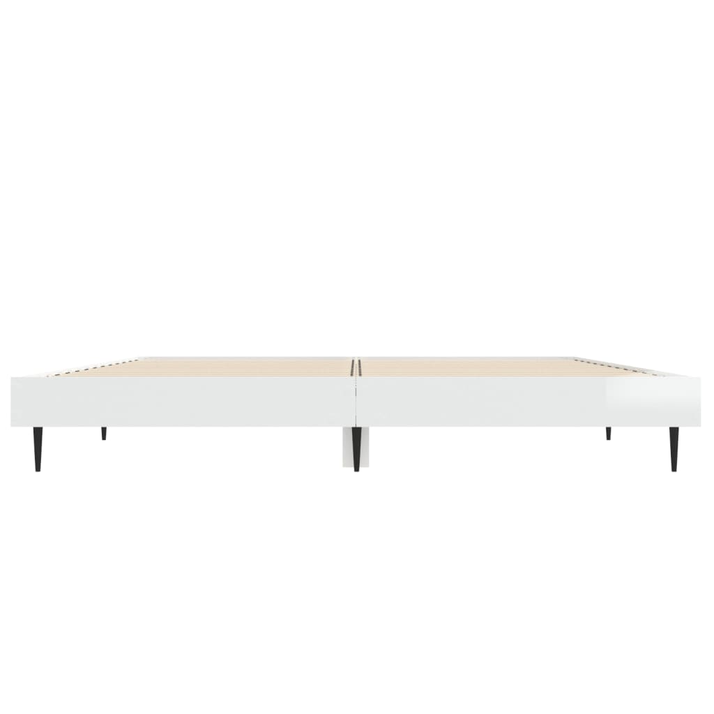 vidaXL Cadre de lit blanc brillant 120x190 cm bois d'ingénierie