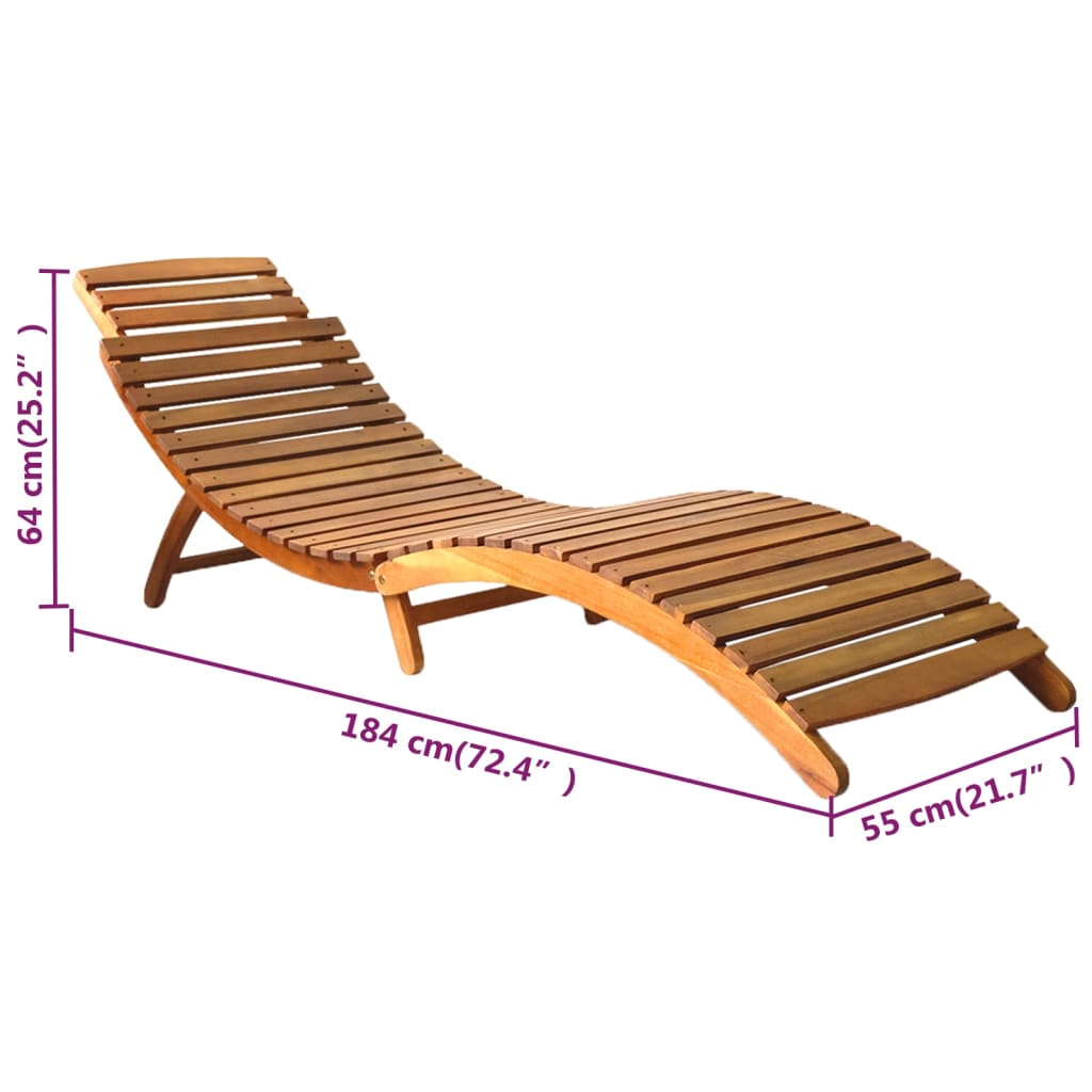 vidaXL Chaises longues lot de 2 avec coussins Bois d'acacia solide