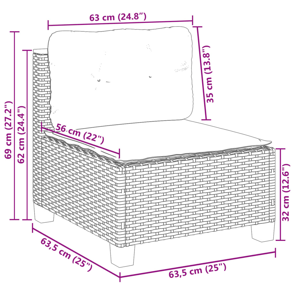 vidaXL Salon de jardin avec coussins 7 pcs gris résine tressée