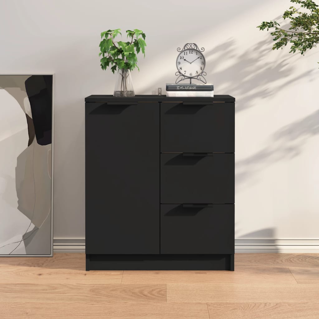 vidaXL Buffet noir 60x30x70 cm bois d'ingénierie