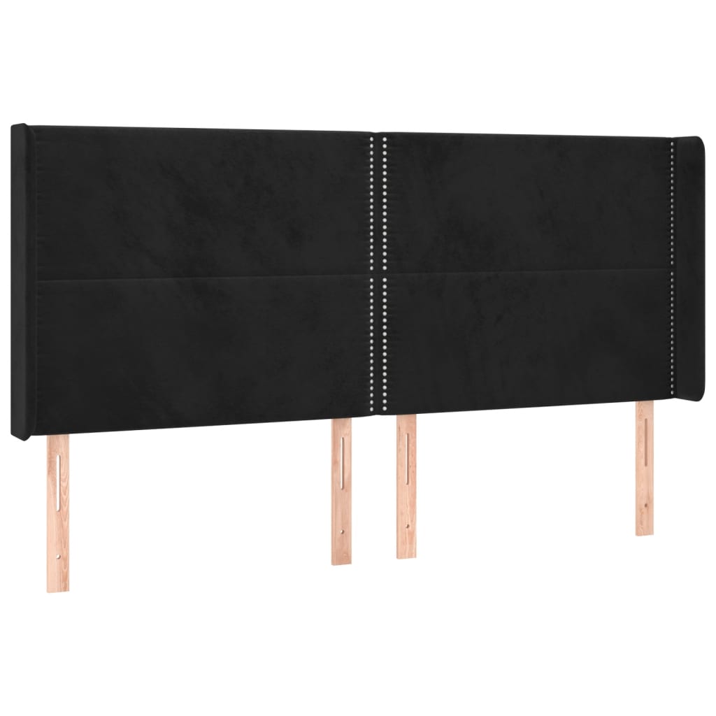 vidaXL Tête de lit avec oreilles Noir 163x16x118/128 cm Velours