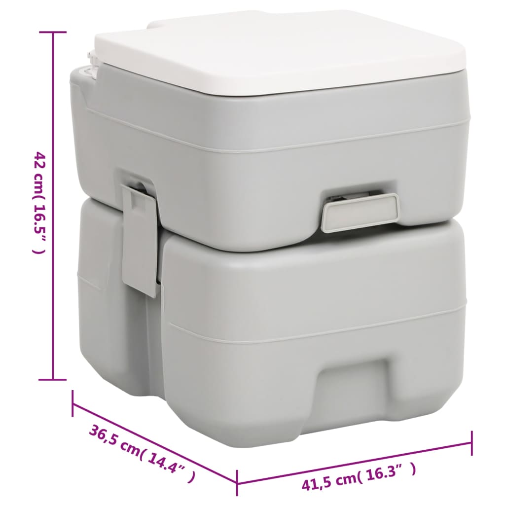 vidaXL Toilette de camping portable gris et blanc 20+10 L PEHD