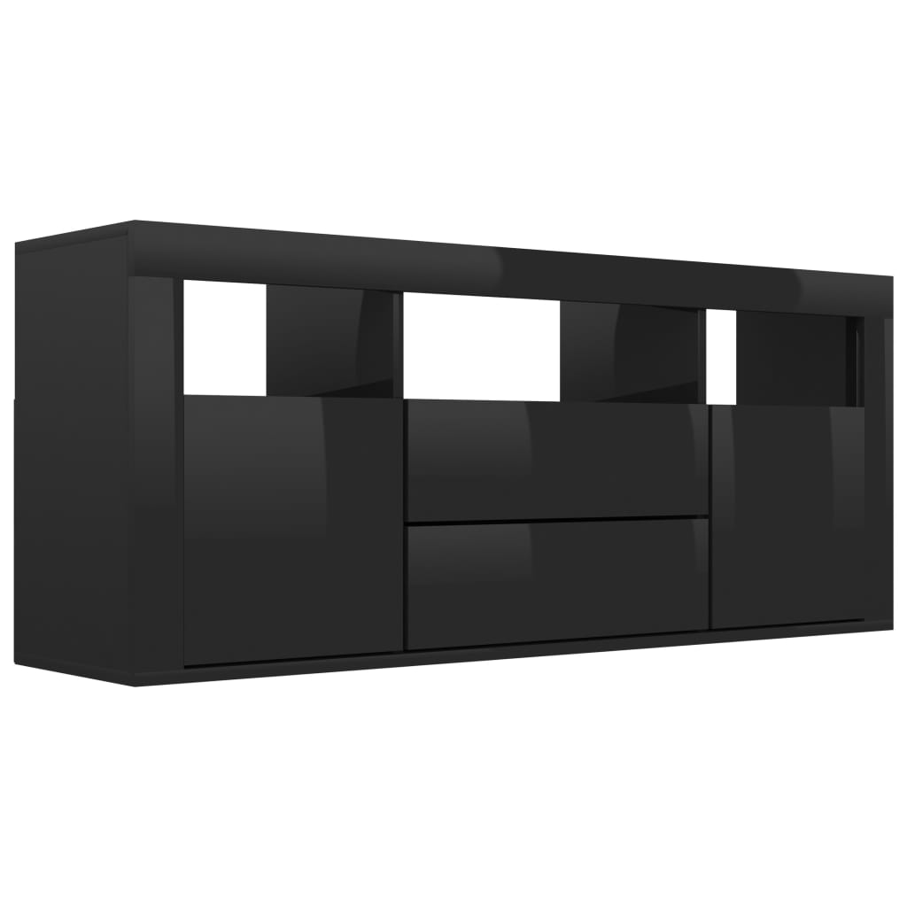 vidaXL Meuble TV Noir brillant 120x30x50 cm Aggloméré