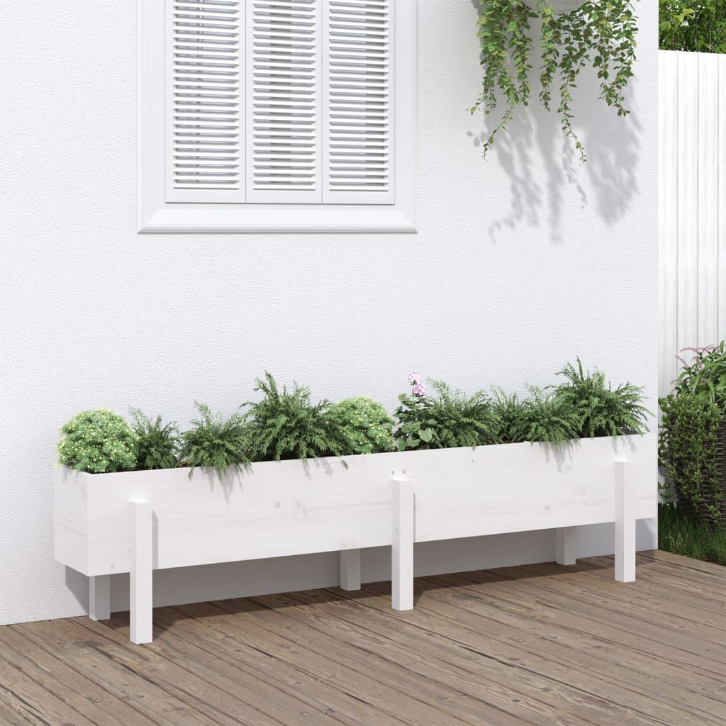 vidaXL Lit surélevé de jardin blanc 160x30x38 cm bois de pin massif