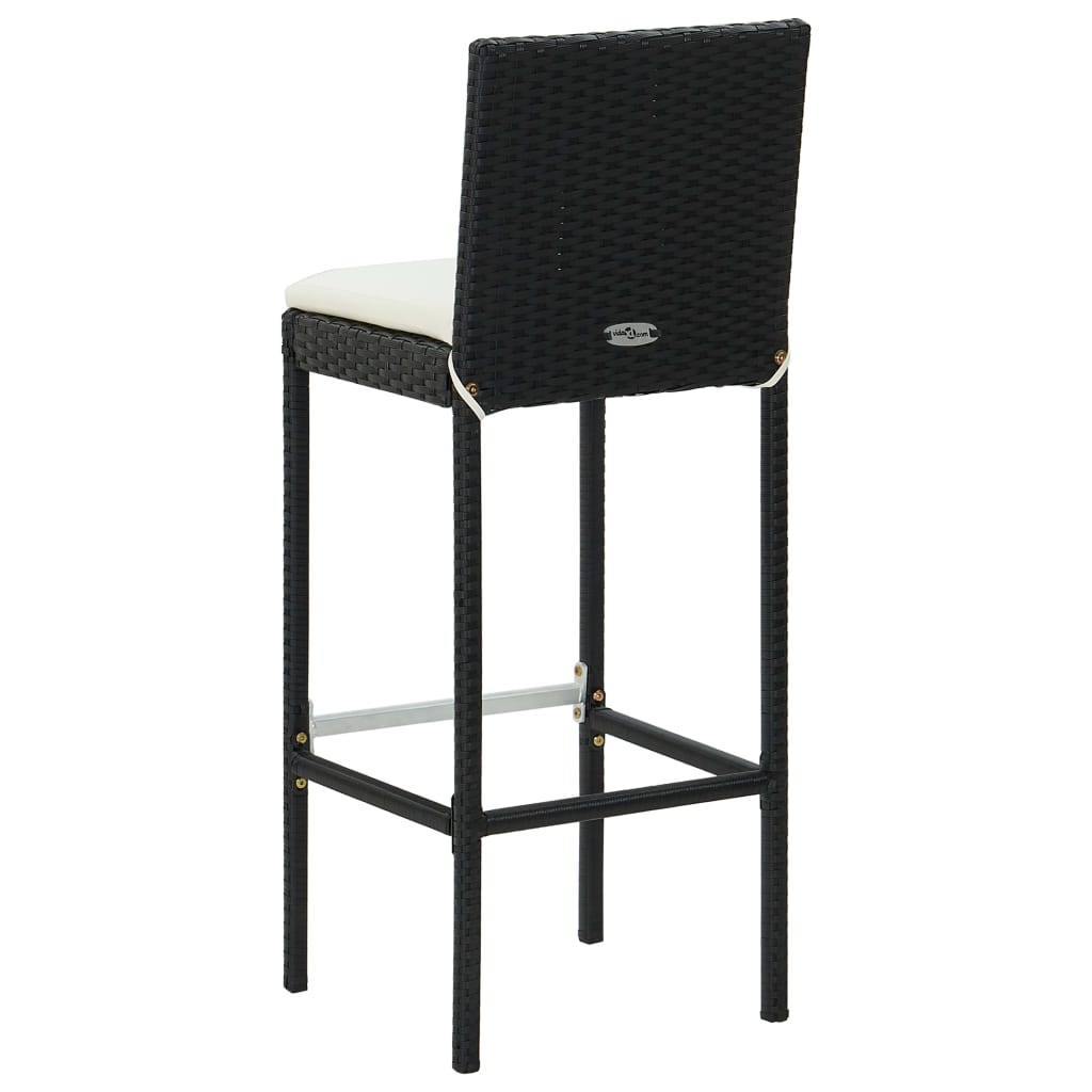 vidaXL Tabourets de bar jardin coussins lot de 2 noir résine tressée